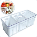 Organizador de Geladeira Grande com 3 Cestos de Drenagem e Tampa com Controle de Ventilação - 6,8 LITROS.