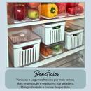 Organizador de Geladeira Grande com 3 Cestos de Drenagem e Tampa com Controle de Ventilação - 6,8 LITROS.