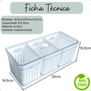 Organizador de Geladeira Grande com 3 Cestos de Drenagem e Tampa com Controle de Ventilação - 6,8 LITROS.