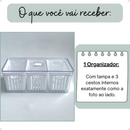 Organizador de Geladeira Grande com 3 Cestos de Drenagem e Tampa com Controle de Ventilação - 6,8 LITROS.