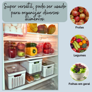 Organizador de Geladeira Grande com 3 Cestos de Drenagem e Tampa com Controle de Ventilação - 6,8 LITROS.